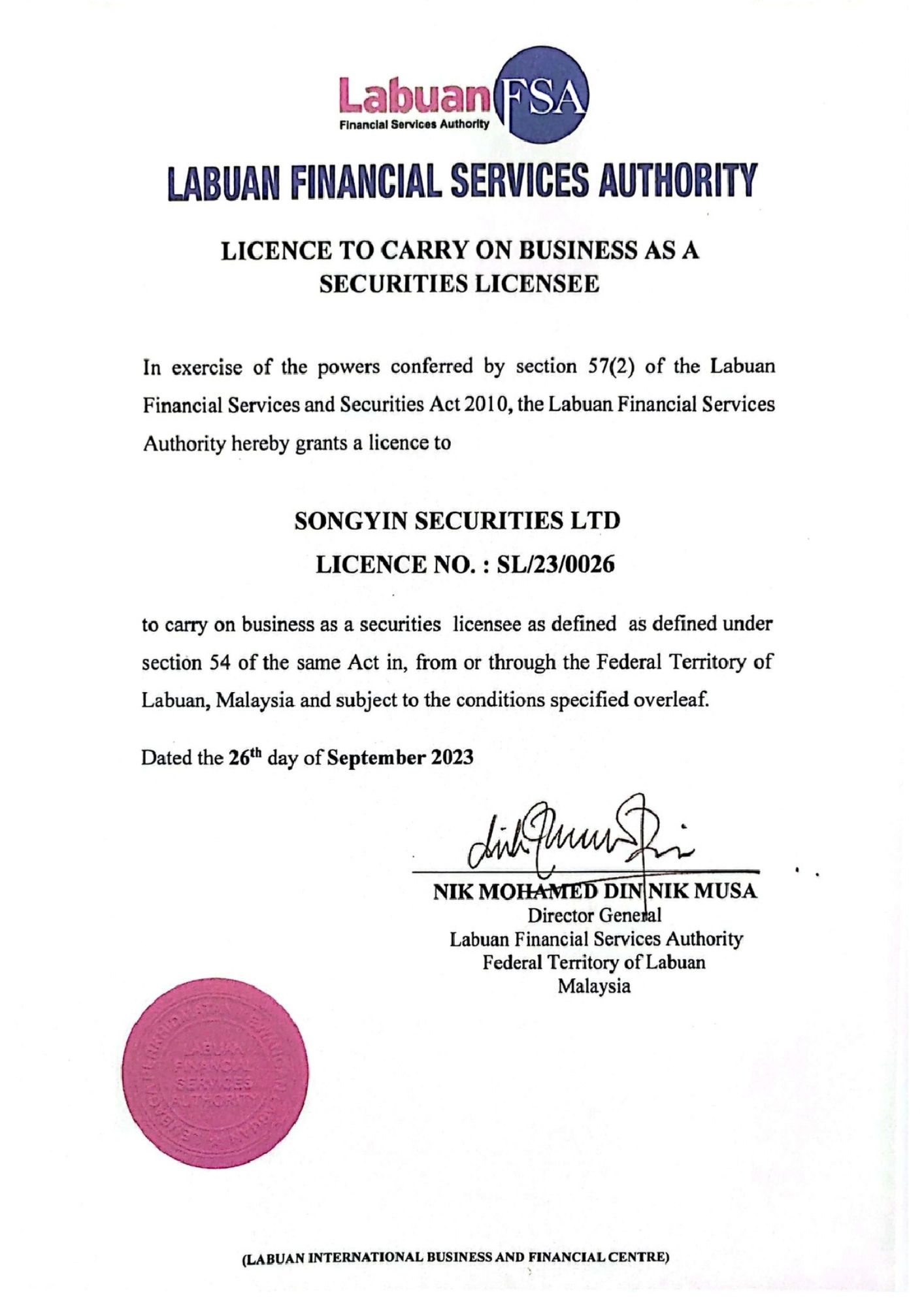 Financial License - Securities